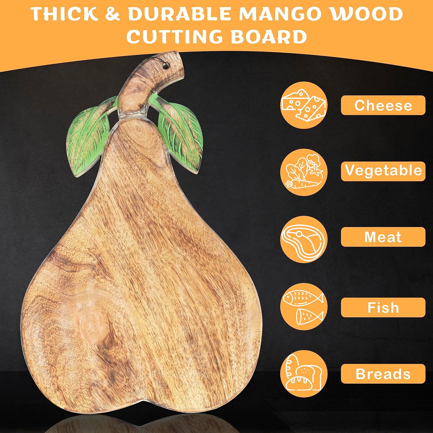 Crocon Tabla de cortar de madera con asa, regalos para el día de la madre, tabla de cortar reversible para cocina, tabla de charcutería para carne,