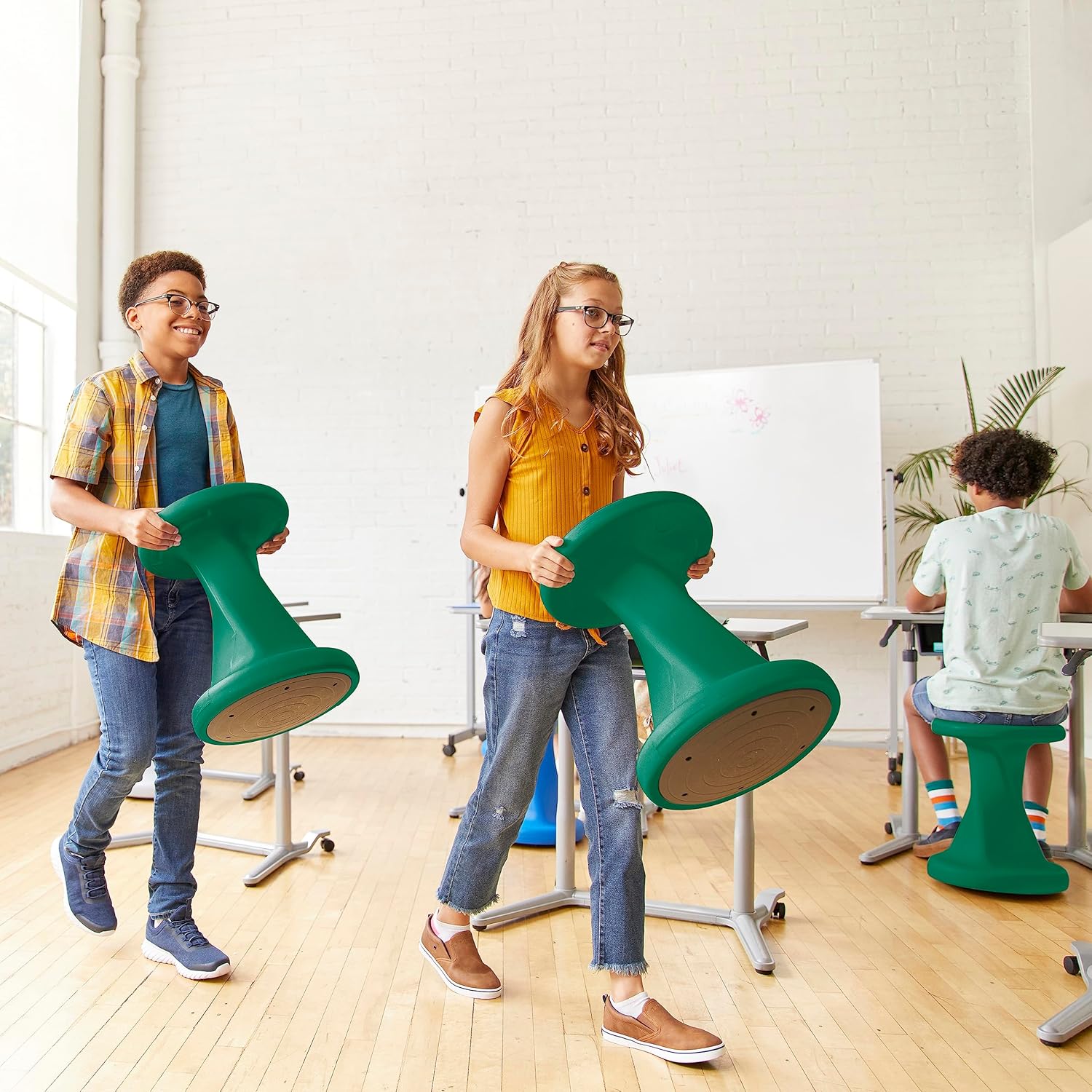 ECR4Kids Taburete tambaleante Twist, altura del asiento de 18 pulgadas, asientos activos, verde