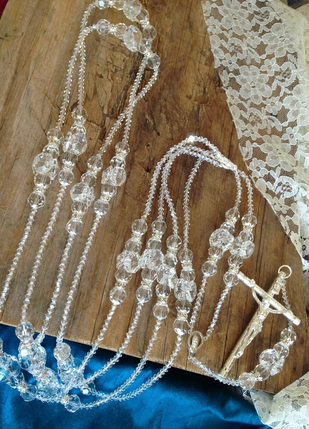 San Joaquin Creations Lazo de boda de cristal plateado AcentosLazo De Boda Crystal Cortado terminado con acentos en plataboda Rosario, Cristal