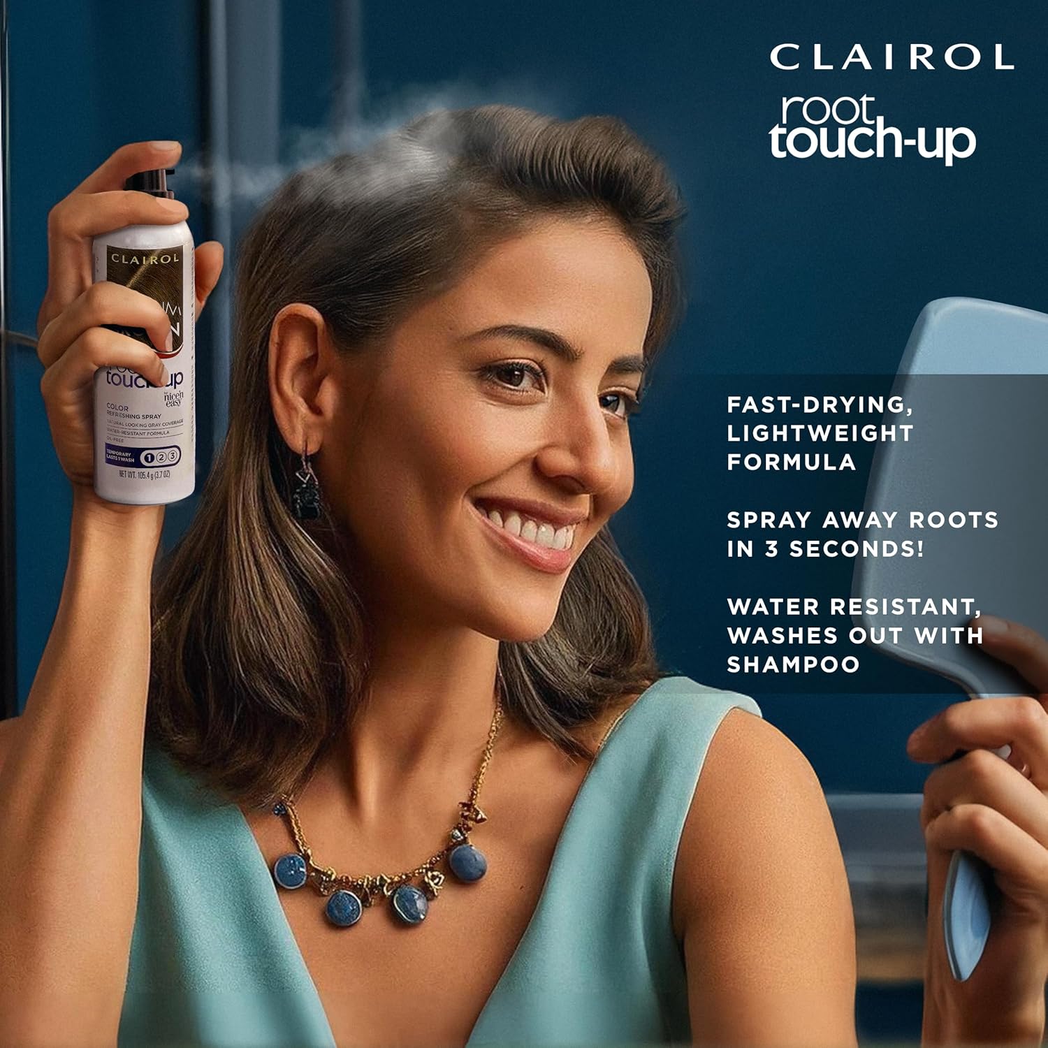 Clairol Nice’n Easy Root Touch-Up – Spray de coloración temporal para el cabello, color castaño medio, paquete de 1 unidad
