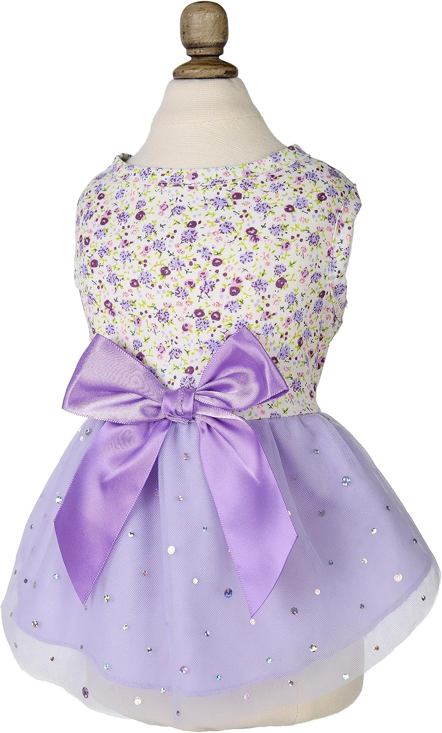 Vestidos para perros pequeños y gatos, lindo vestido de chaleco con lazo, traje floral para chihuahua (suéter morado 2XS)