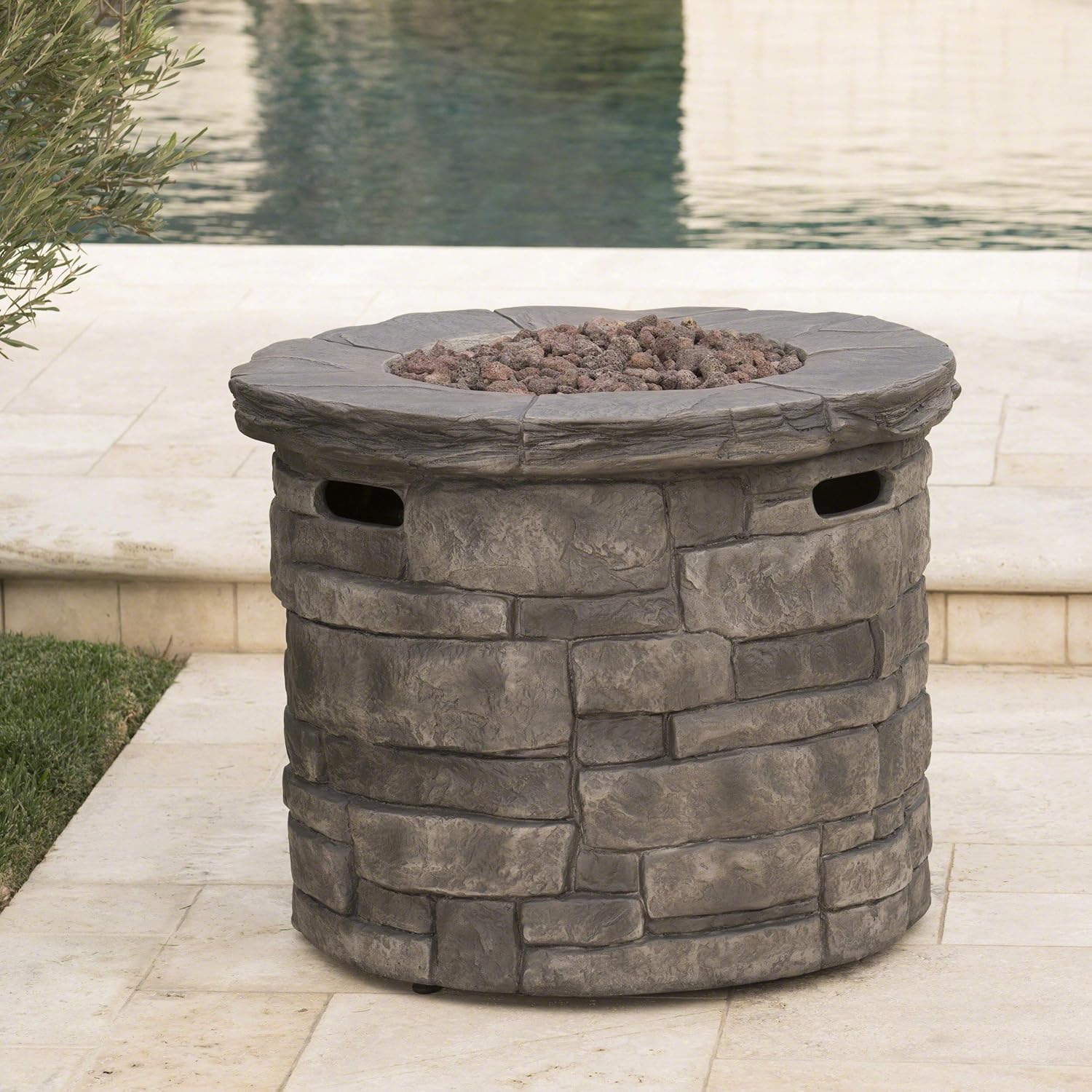 Christopher Knight Home Hoguera circular para exteriores Angeles – 40,000 BTU, gris