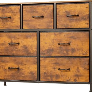 LunarLight Cómoda de 7 cajones, organizador alto de almacenamiento con parte superior de madera, soporte de TV, organizador de armario, cómoda LunarLight Cómoda de 7 cajones, organizador alto de almacenamiento con parte superior de madera, soporte de TV, organizador de armario, cómoda