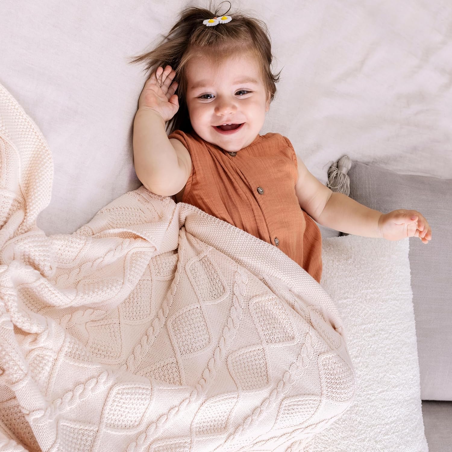 Haz lo que amas  Manta de punto para bebés para niñas y niños, suave y acogedora de algodón orgánico, manta de recepción para cuna, manta de regalo