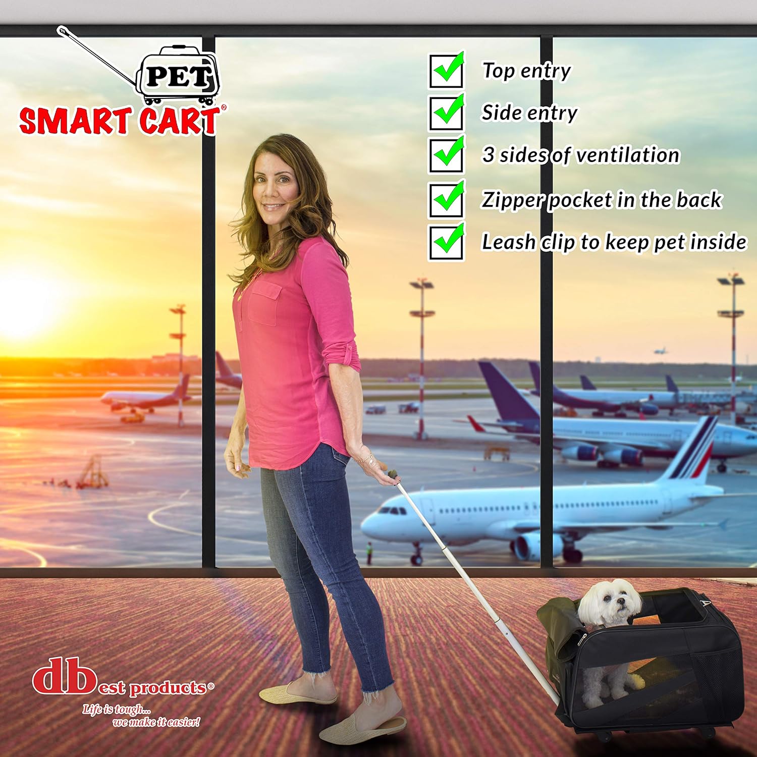Pet Smart Cart, grande, negro, con ruedas, con ruedas, bolsa de viaje plegable plegable de lados suaves, bolsa de equipaje aprobada por la aerolínea