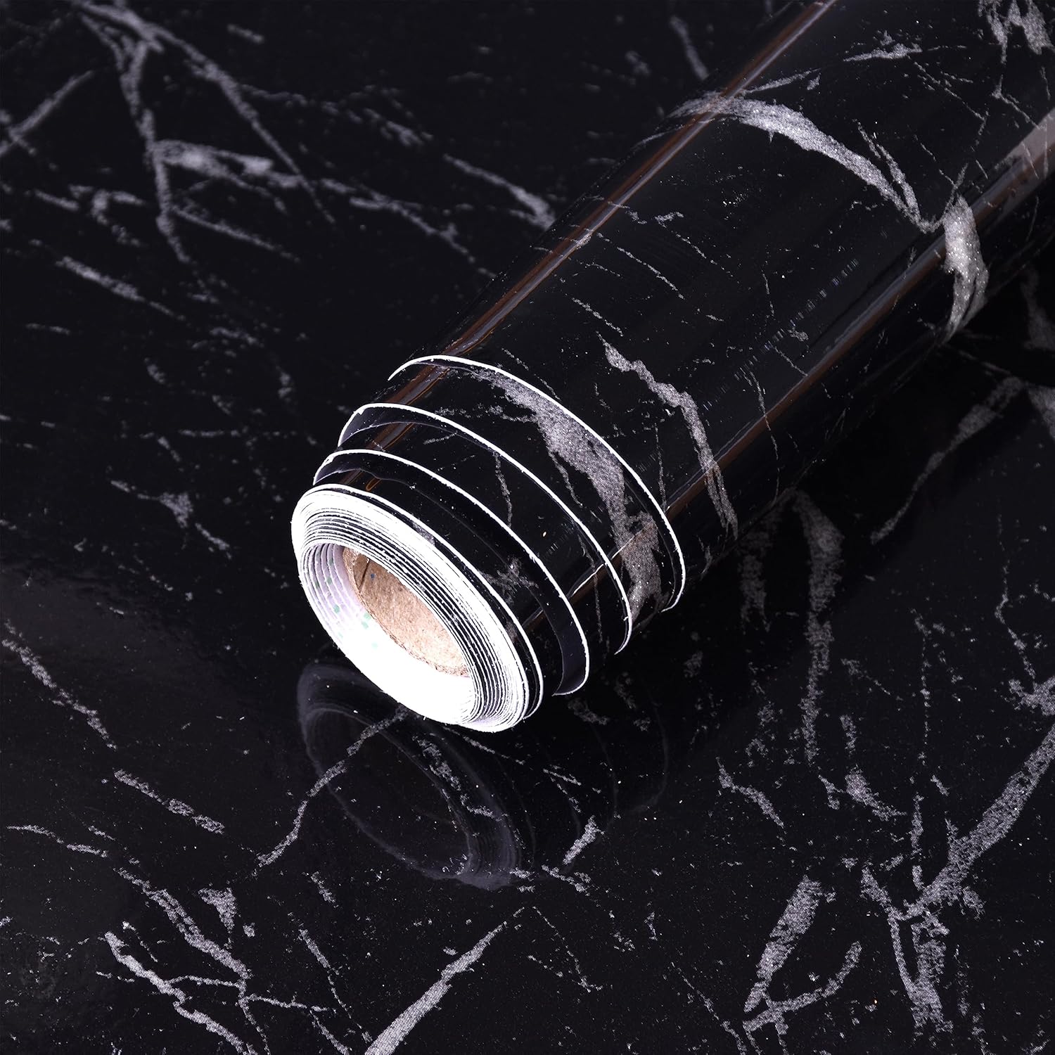 Papel tapiz de mármol negro, papel adhesivo de granito negro, autoadhesivo, extraíble, impermeable, papel de pared de mármol brillante para cocina,