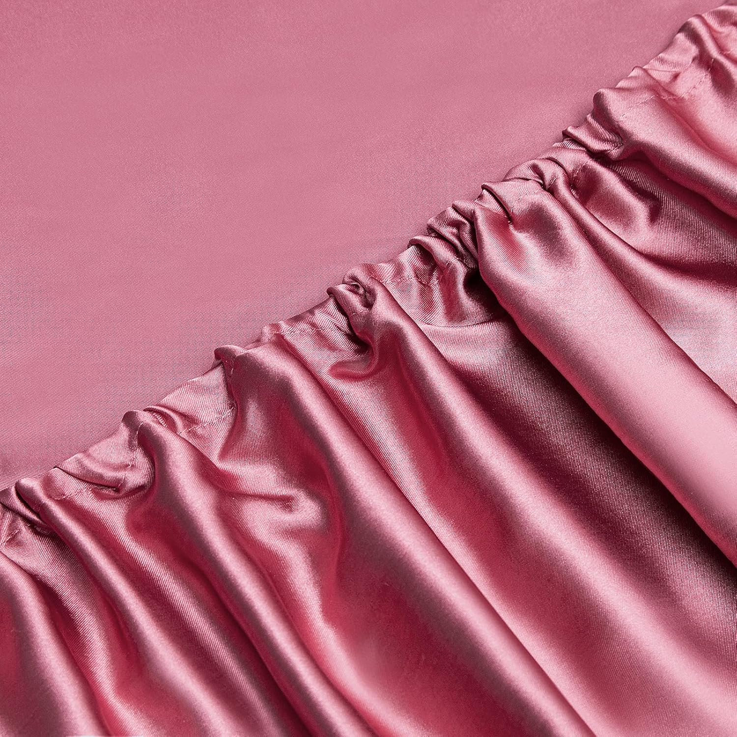 Krissh – Juego de sábanas de seda satinada suave de 6 piezas, tamaño Queen, color rojo vino claro, sábana encimera ajustable (bolsillo profundo de