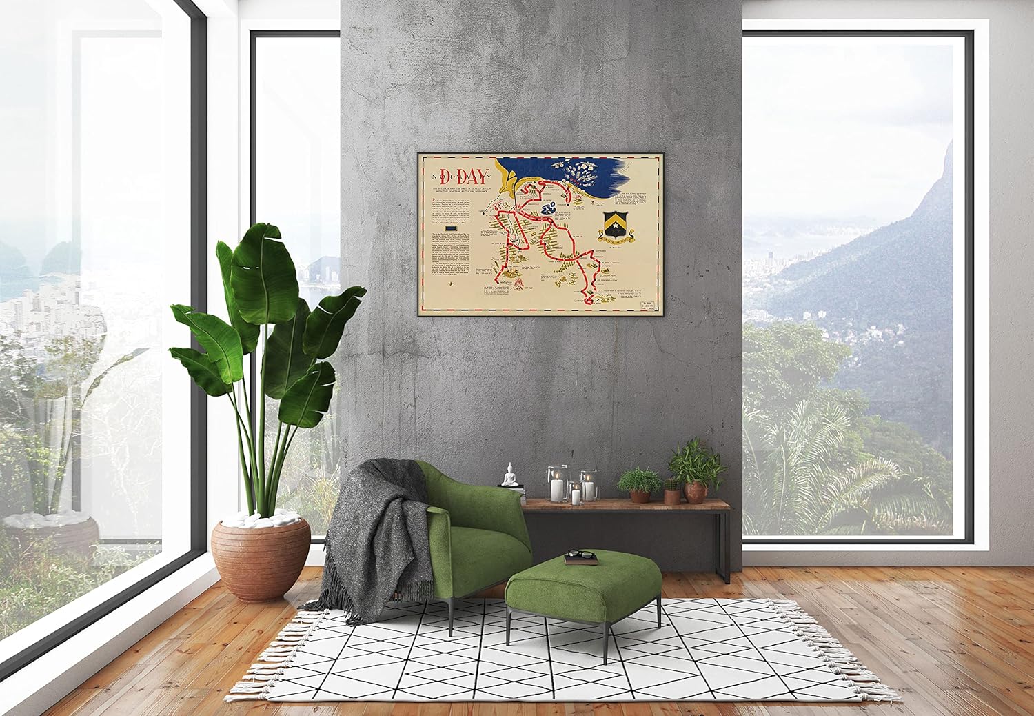 Fotografía vintage de Normandía, impresión de mapas de la Segunda Guerra Mundial de Normandía, 1994 – Arte de pared de la Segunda Guerra Mundial,