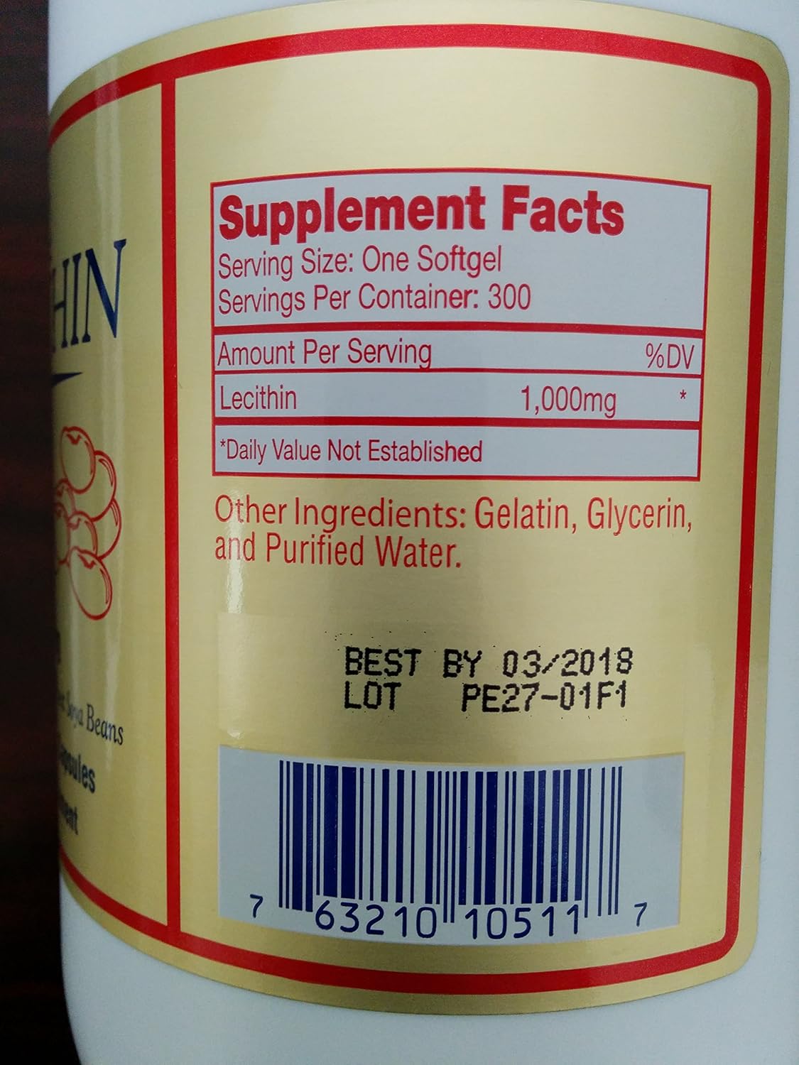 Lecitina (1000 Mg, 300 cápsulas blandas)