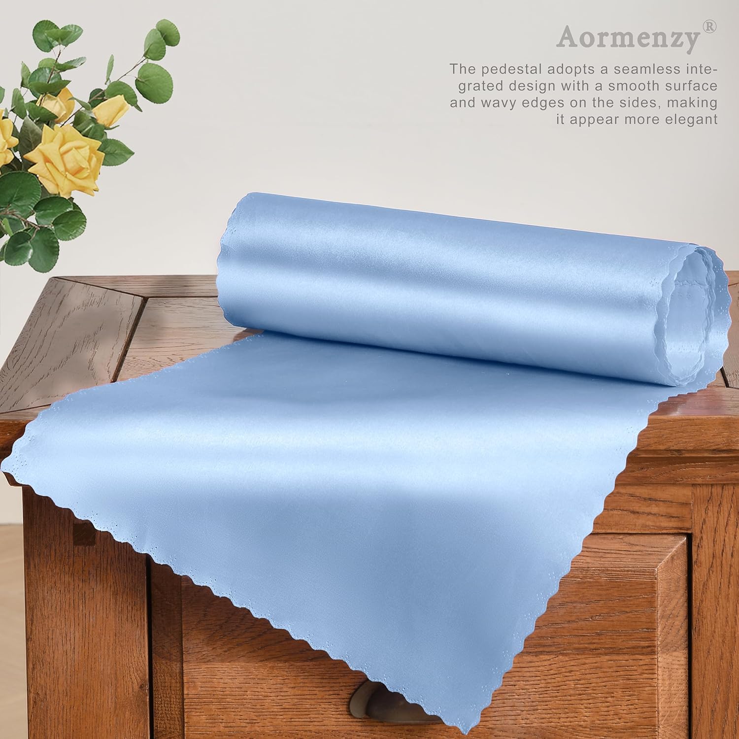 24 caminos de mesa de satén azul bebé de 12 x 108 pulgadas, caminos de mesa de boda sedosos, decoración de mesa elegante, caminos de mesa suaves y