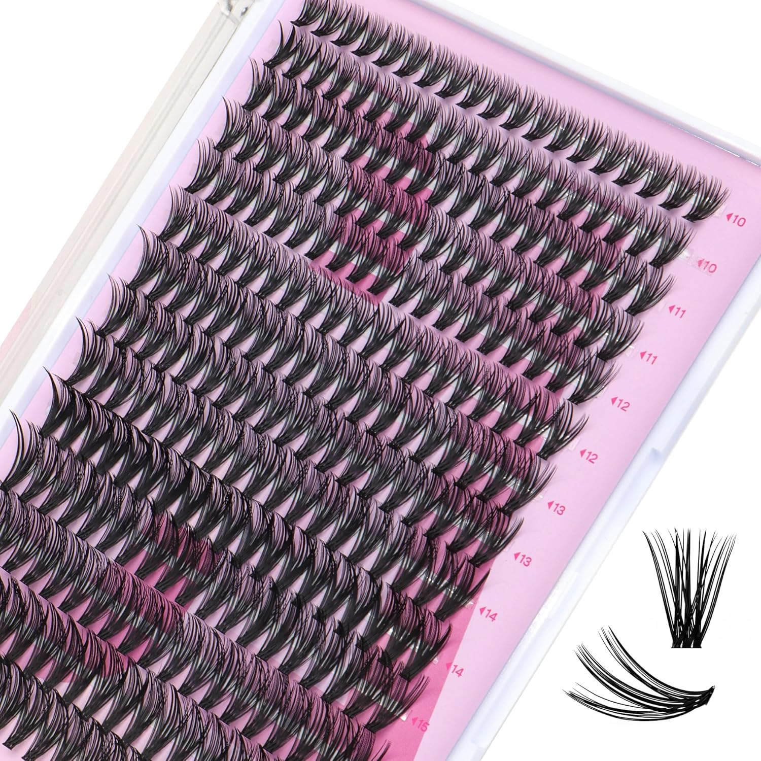 CALAILIS 280 racimos de pestañas individuales de rizo D, 0.10-30D-10-16 mezclas, pestañas de aspecto natural, banda súper fina y extensiones de
