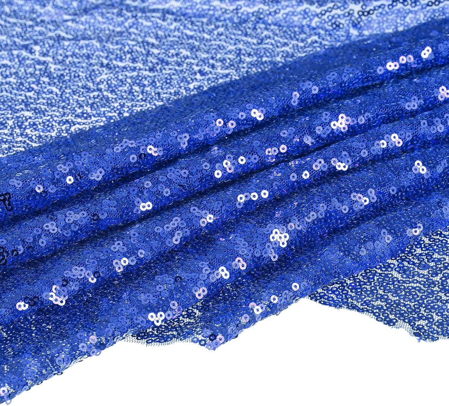 MECCANIXITY Tela de lentejuelas azul, 4 yardas de longitud 4.2 pies de ancho, tela de malla de lentejuelas brillantes para decoración de ropa de
