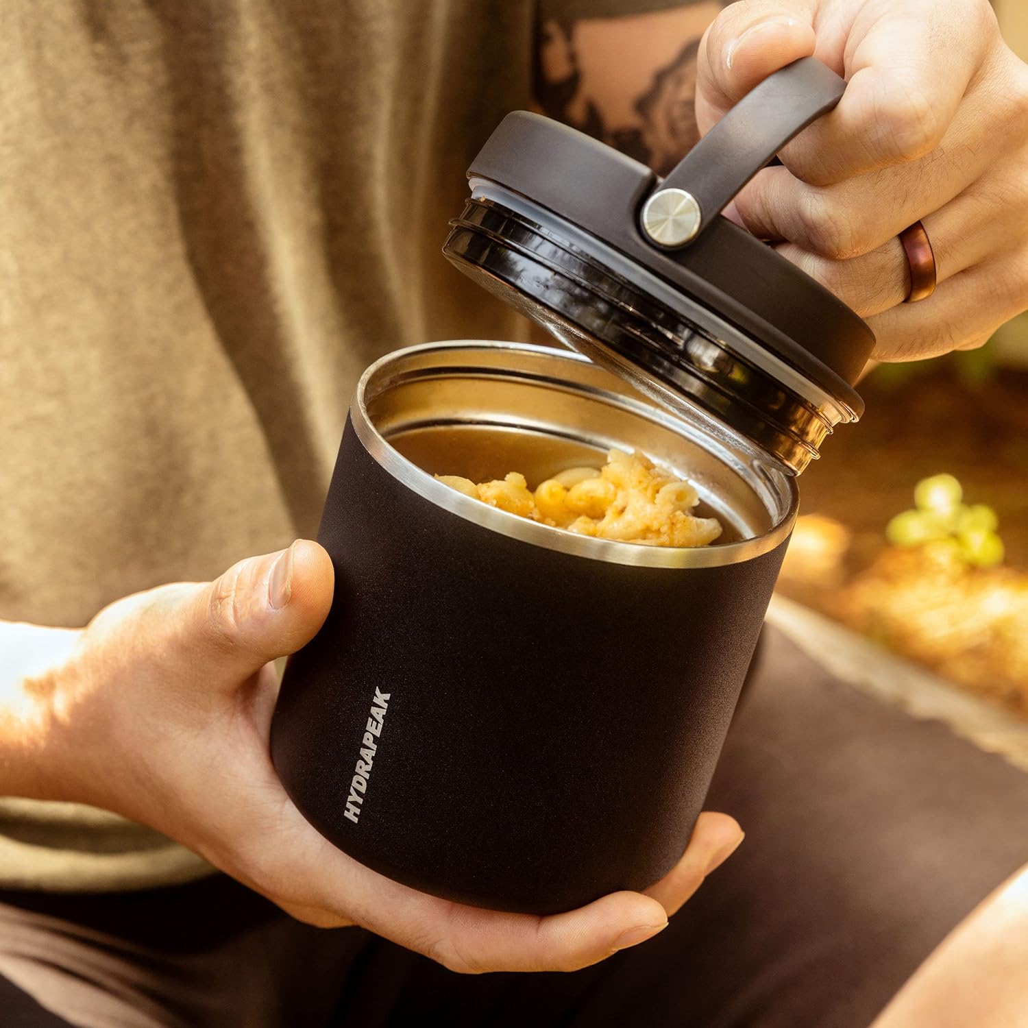 Hydrapeak Termo de acero inoxidable de 32 onzas con aislamiento al vacío, termo para alimentos calientes y alimentos fríos, boca ancha a prueba de