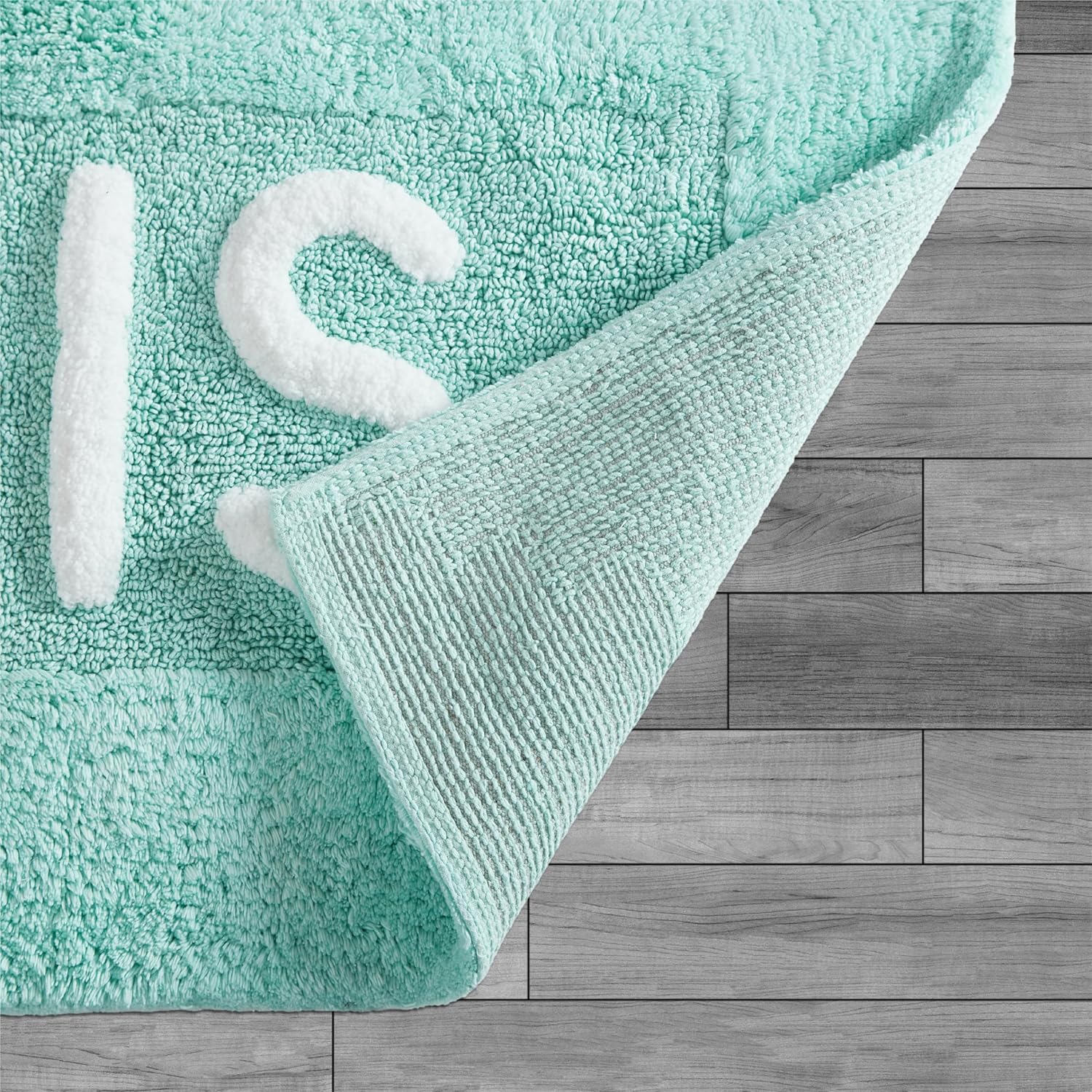 Creative Home Ideas Alfombra de baño de algodón suave, decoración de baño, absorbente de agua y lavable a máquina, mide 21 x 34 pulgadas, color azul