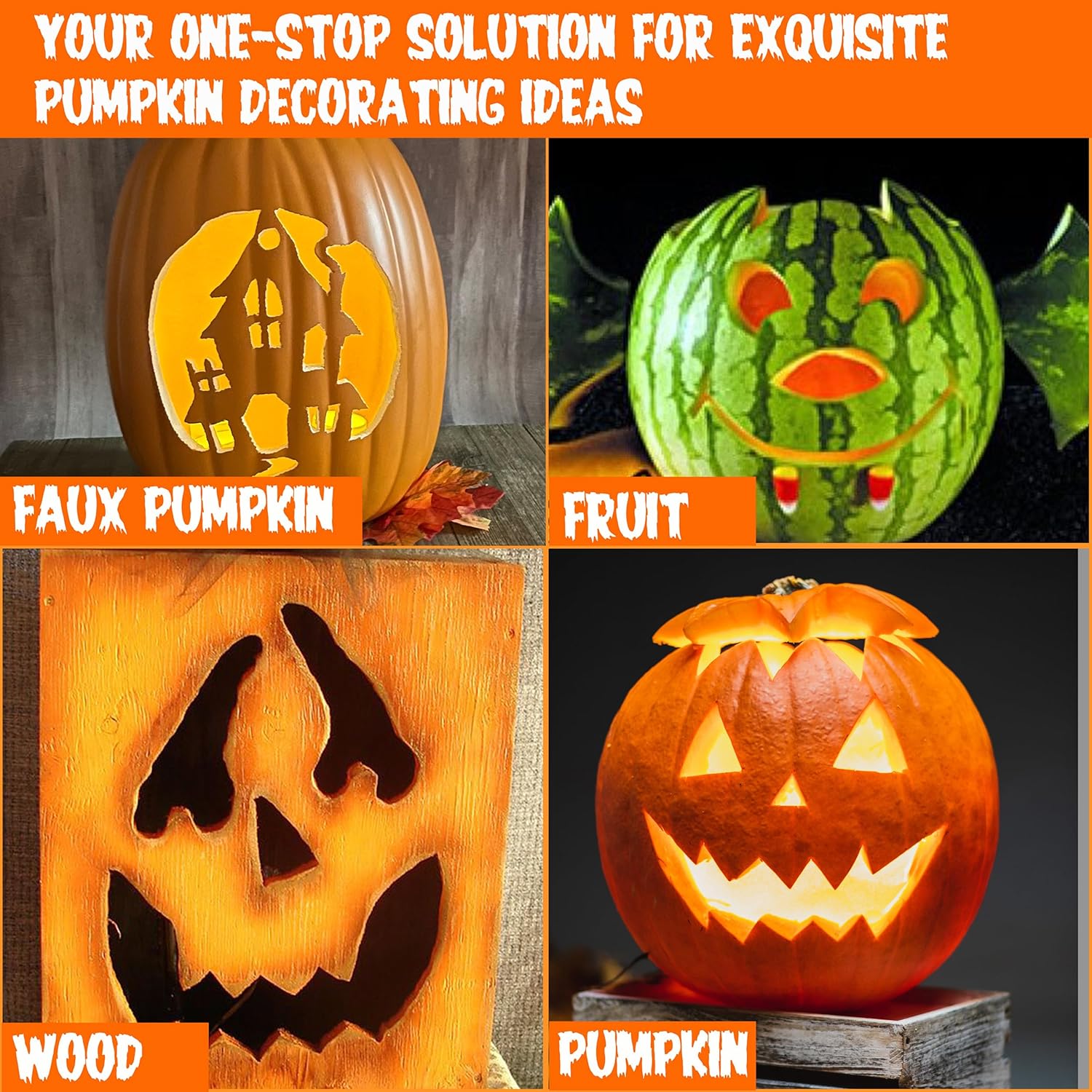Bear Jack-O-Lantern – Plantilla para tallar calabaza  Brillo de oso abundante  Impreso en papel adhesivo Easycarve soluble en agua  Nivel de tallado