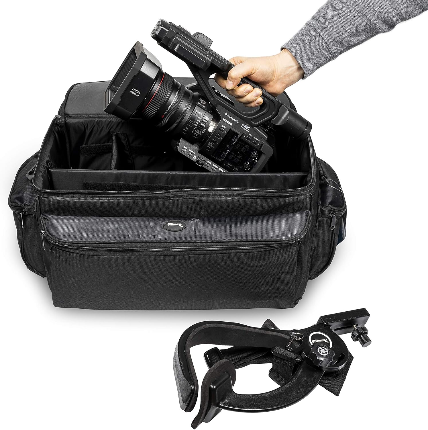 Ultimax – Bolsa extra grande y resistente al agua compatible con videocámaras y accesorios para Panasonic AG-AC160, AC30, AC90A, AC130A, AF100,