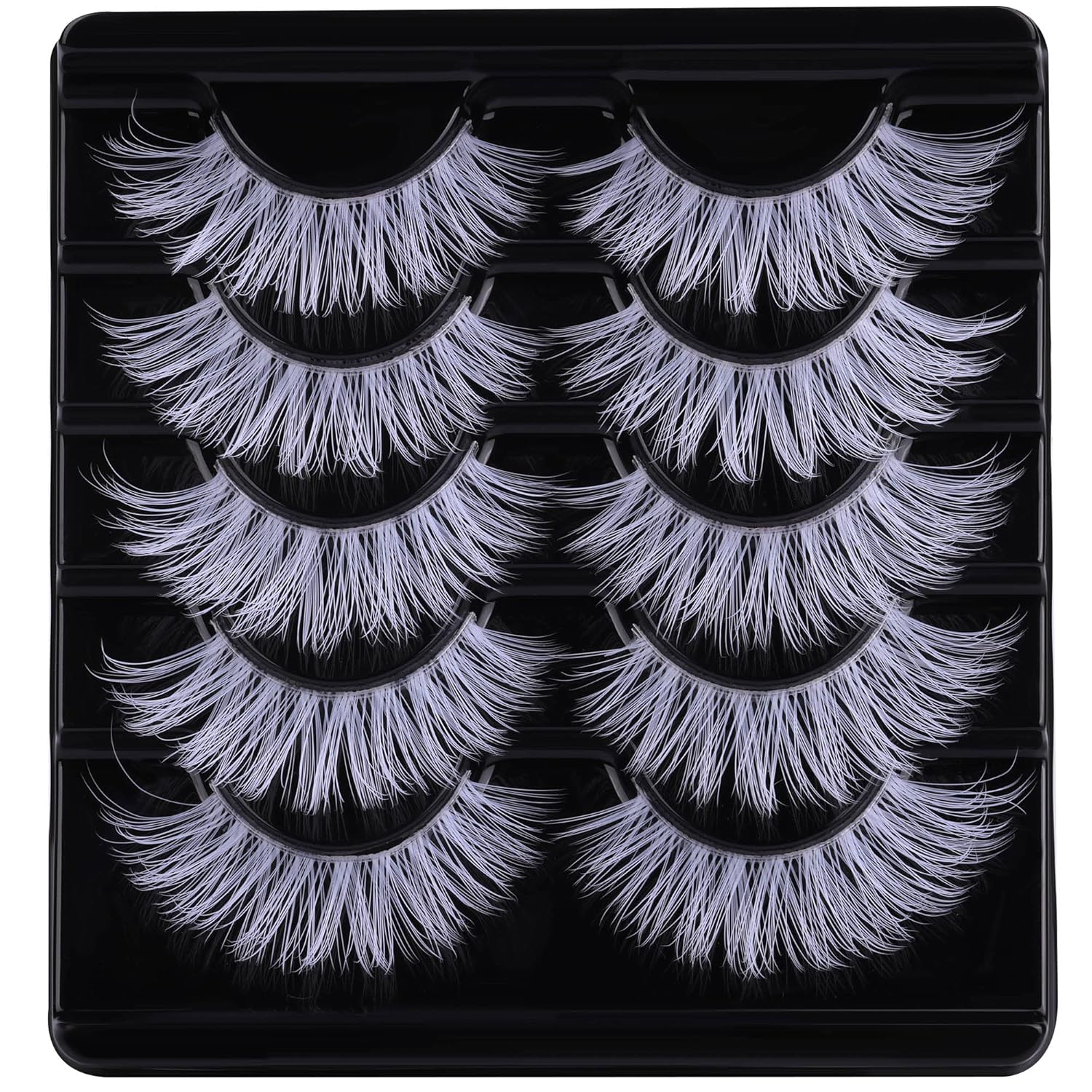 Pestañas blancas de Navidad, pestañas postizas blancas naturales, pestañas postizas de color ojo de gato, pestañas 3D, 5 pares de pestañas de visón