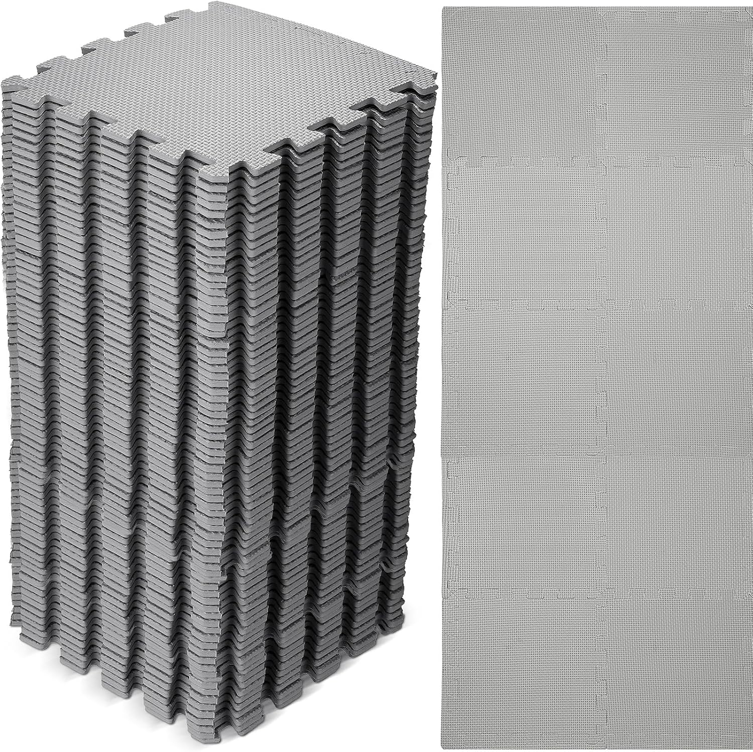 Nuanchu 60 piezas de rompecabezas de espuma para niños, tapete de juego de espuma de color sólido con bordes entrelazados, alfombra de suelo
