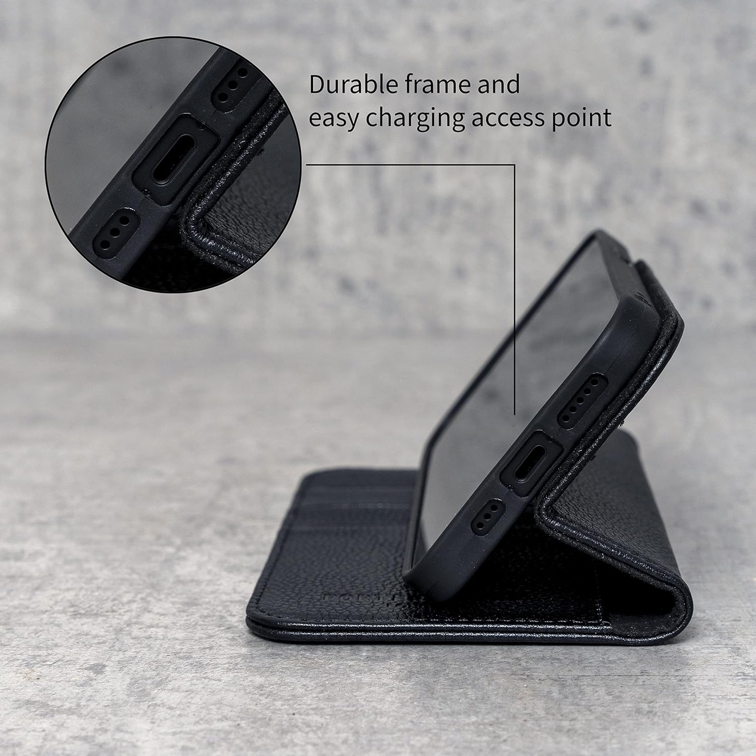 Porter Riley – Funda de cuero para Samsung Galaxy S20. Funda de piel auténtica con soporte, carteracubierta (negro puro)
