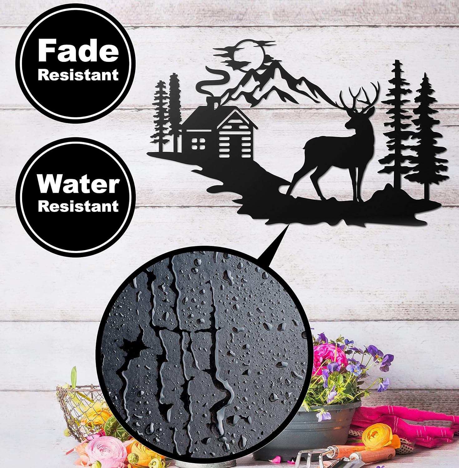 Vivegate Decoración de pared de ciervos  17.5 x 11 pulgadas, decoración de ciervos para el hogar, bosque rústico, decoración de pared, imágenes de
