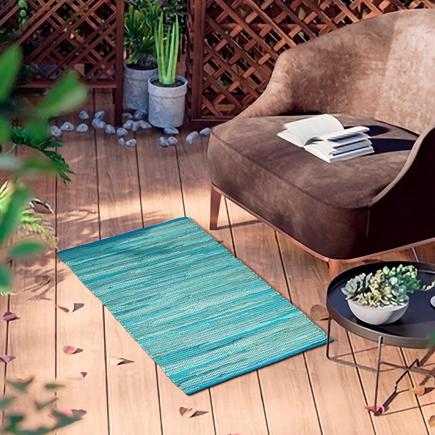 Alfombra de trapo 100% algodón de 24 x 36 pulgadas, alfombra Chindi multicolor, tejida a mano y reversible para sala de estar, cocina, entrada,