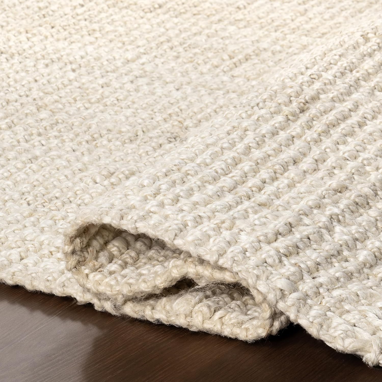 nuLOOM – Alfombra gruesa de yute Daniela Farmhouse, redonda, de 8 pies, color blanco hueso