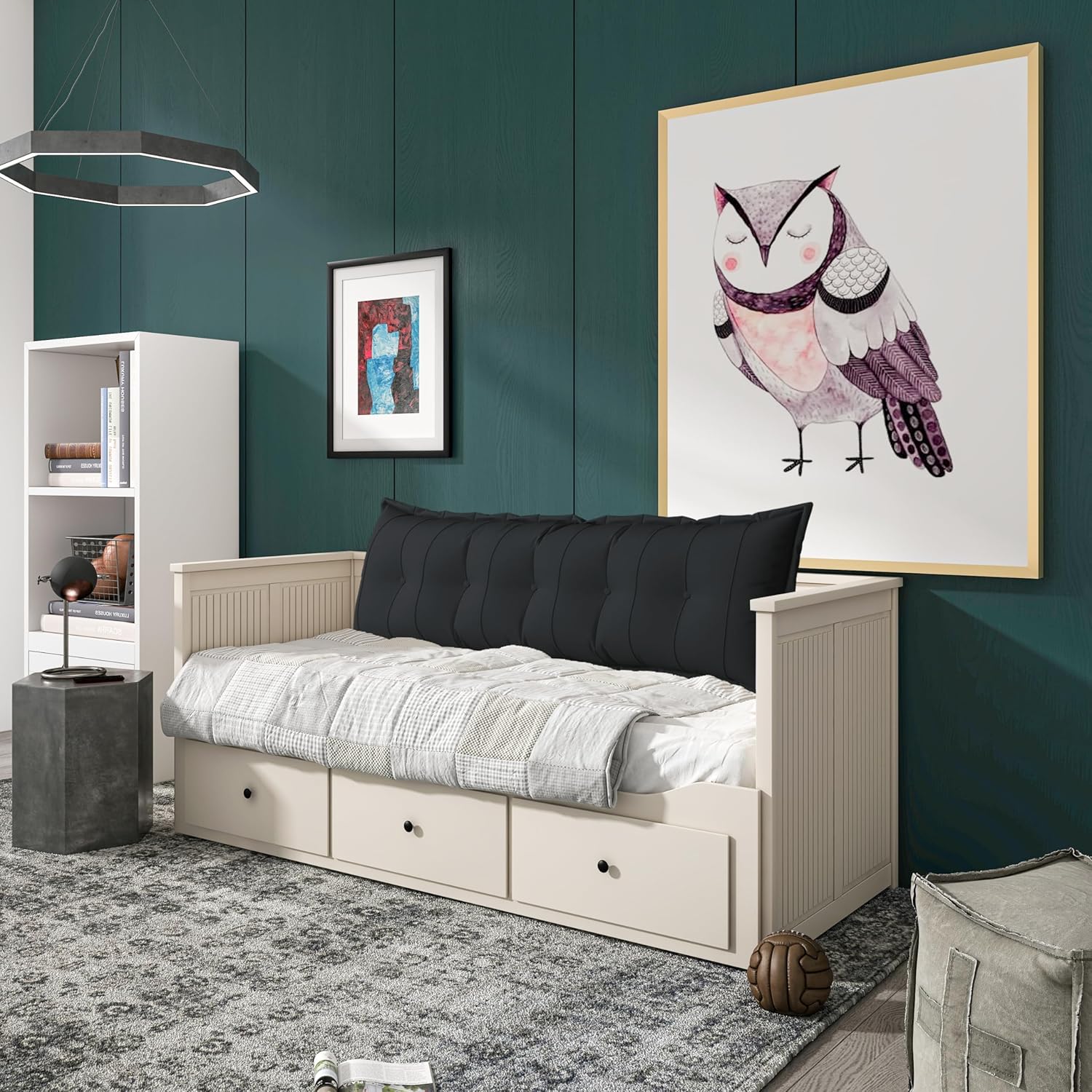 Johnear Almohada de terciopelo para respaldo y cabecero, cojín grande de terciopelo para sofá cama, respaldo de madera, soporte para
