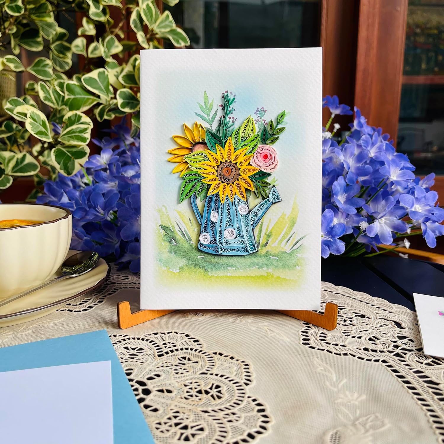 KingKraft Tarjeta de girasol Quilling, tarjeta de cumpleaños para mujer, tarjeta de feliz cumpleaños para mamá, tarjeta de aniversario para esposa,