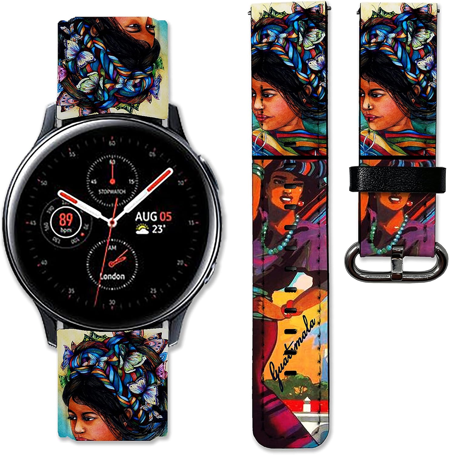 Correa de cuero de repuesto compatible con Samsung Galaxy Watch4 Active 2 Watch4 Classic Active 2 Watch 3 Gear S3 S2 y otros relojes de 20 y 0.866in