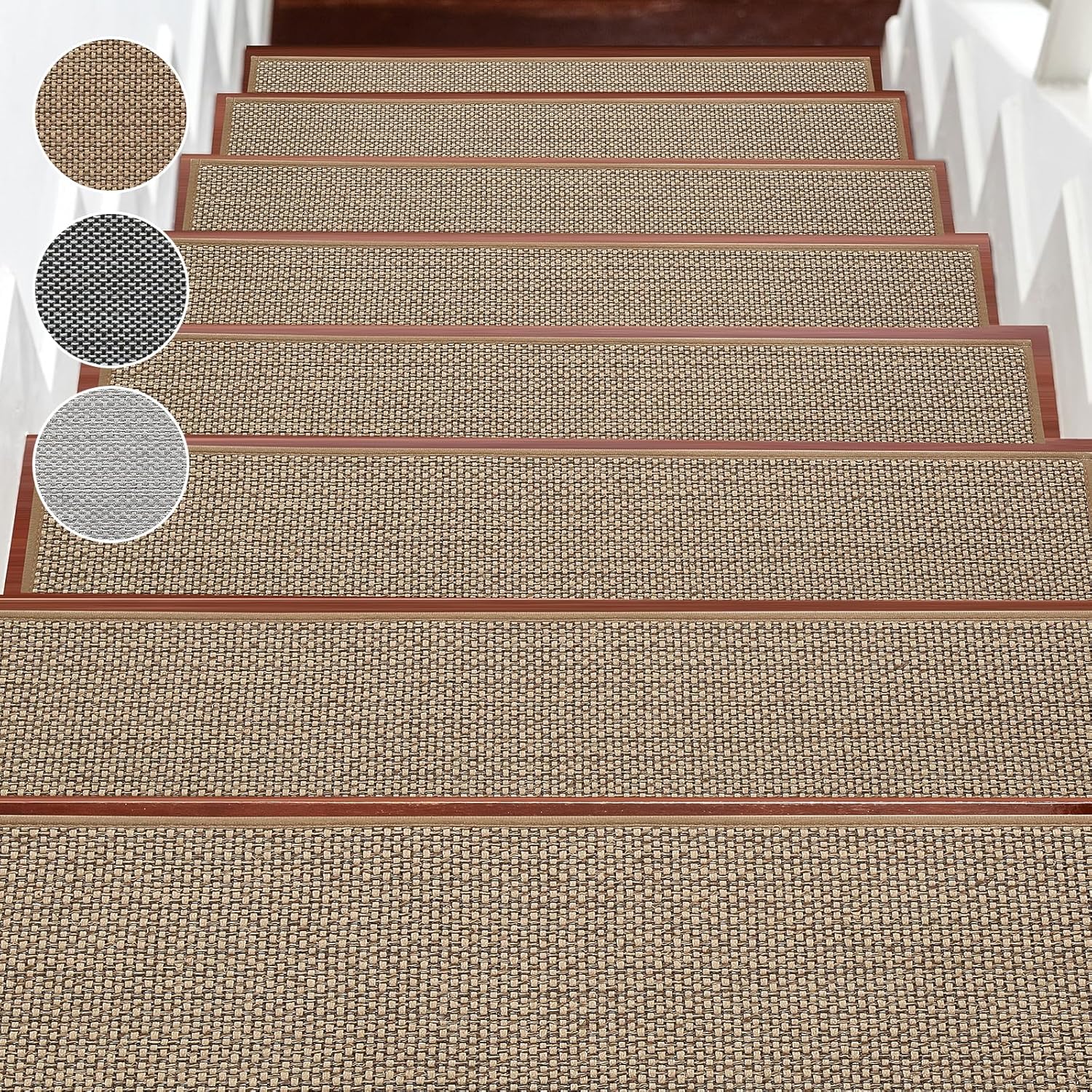 Qozary Peldaños de escalera para peldaños de madera para interiores, paquete de 15 peldaños de escalera, 8 x 30 pulgadas para escaleras alfombradas,