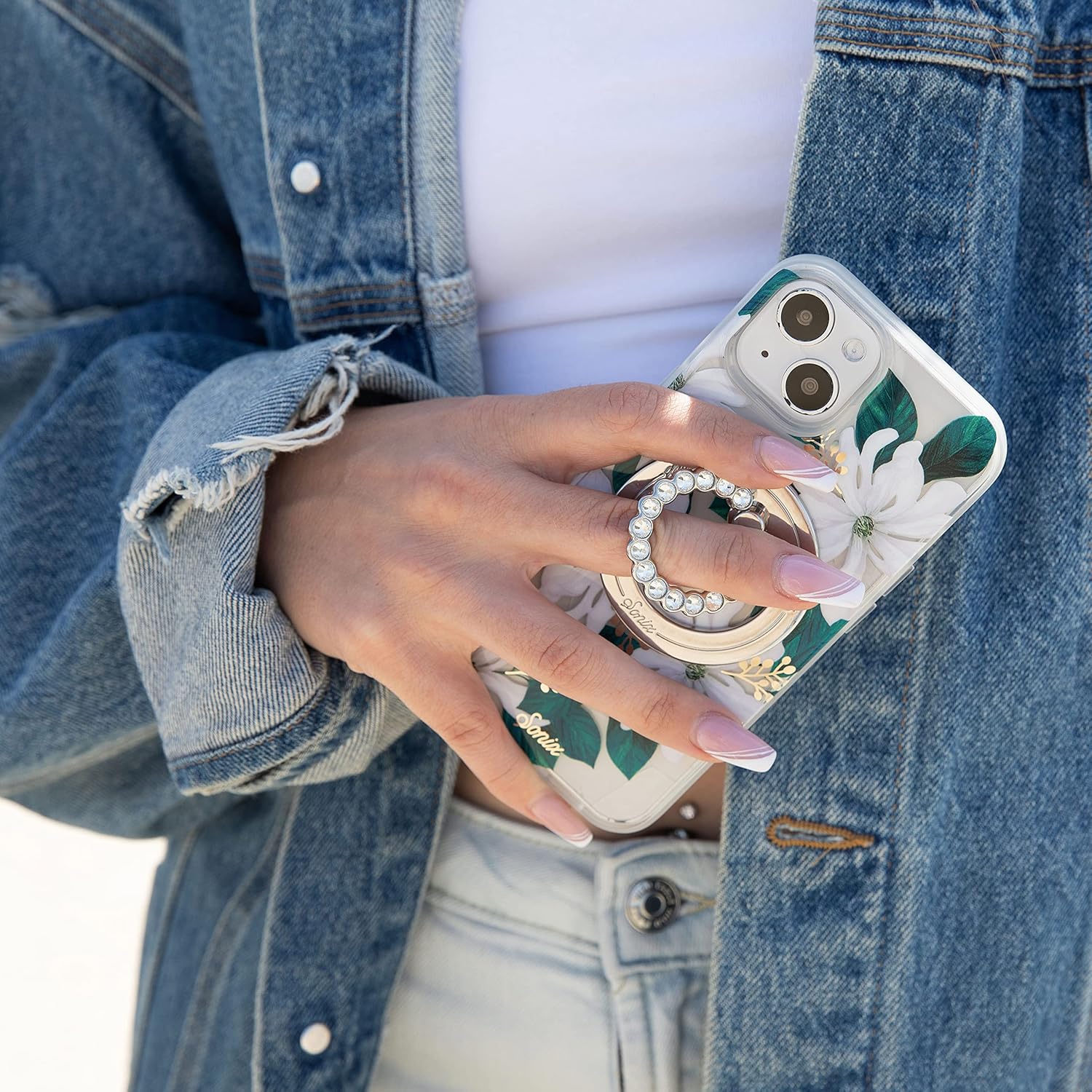 Sonix – Funda floral para iPhone 15, 14, 13, compatible con MagSafe, probada contra caídas de 10 pies, modelo Delilah (flor de dalia)