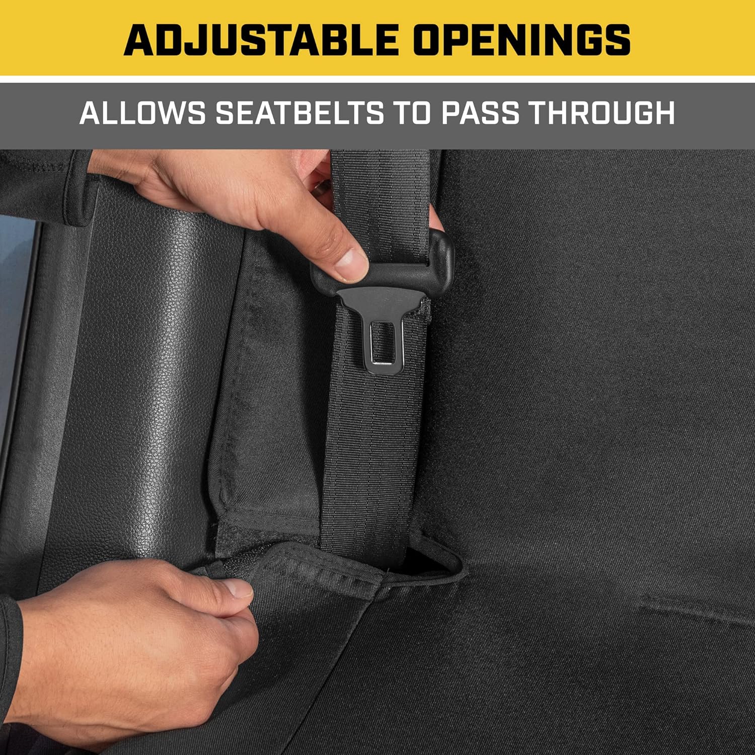 Cat Flexfit Funda de asiento para coches, camiones SUV, protector de banco trasero dividido con cremallera y material de lona duradero, cubierta