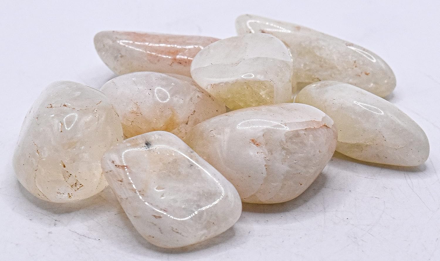 10 Uds. Piedras pulidas de cuarzo citrino blanco dorado, naranja, piedra pulida, natural, cabujón, piedras preciosas minerales – Brasil