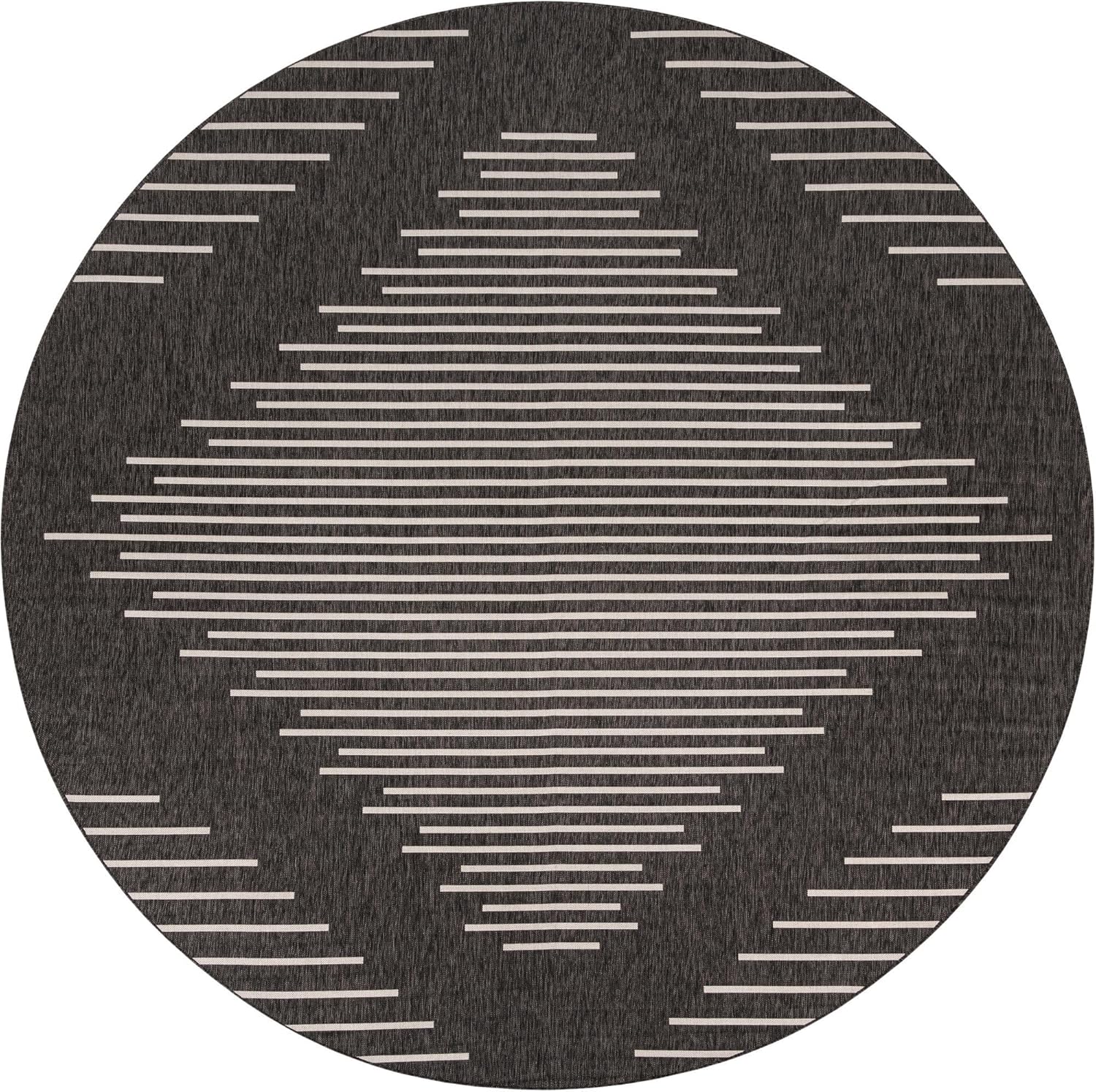 Unique Loom Outdoor Modern Collection – Alfombra redonda de 13 pies, color gris carbónmarfil