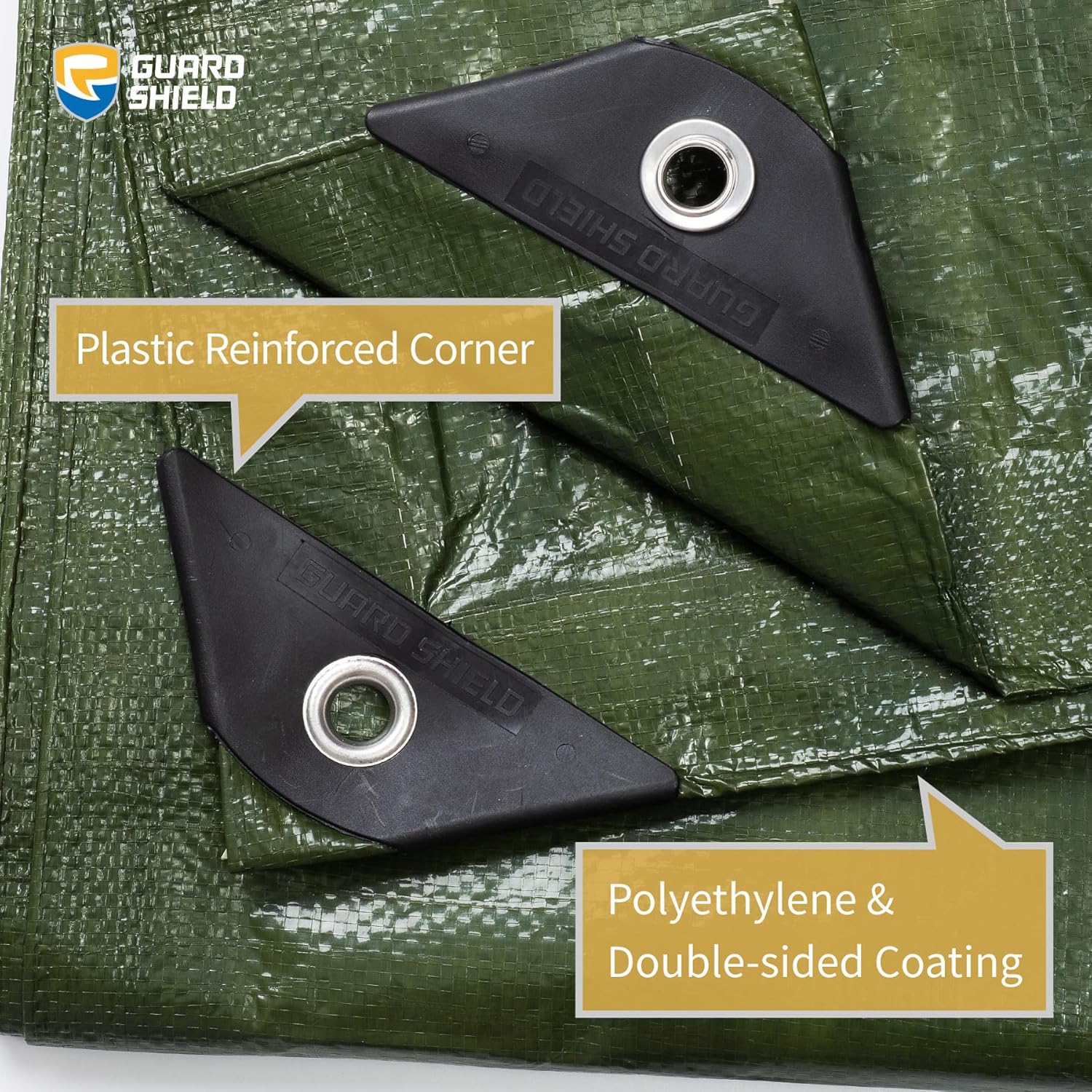 GUARD SHIELD – Lona verde impermeable de 20 x 40 pies, cubierta de lona de polietileno, multiusos, de resistencia media, de 7 mil