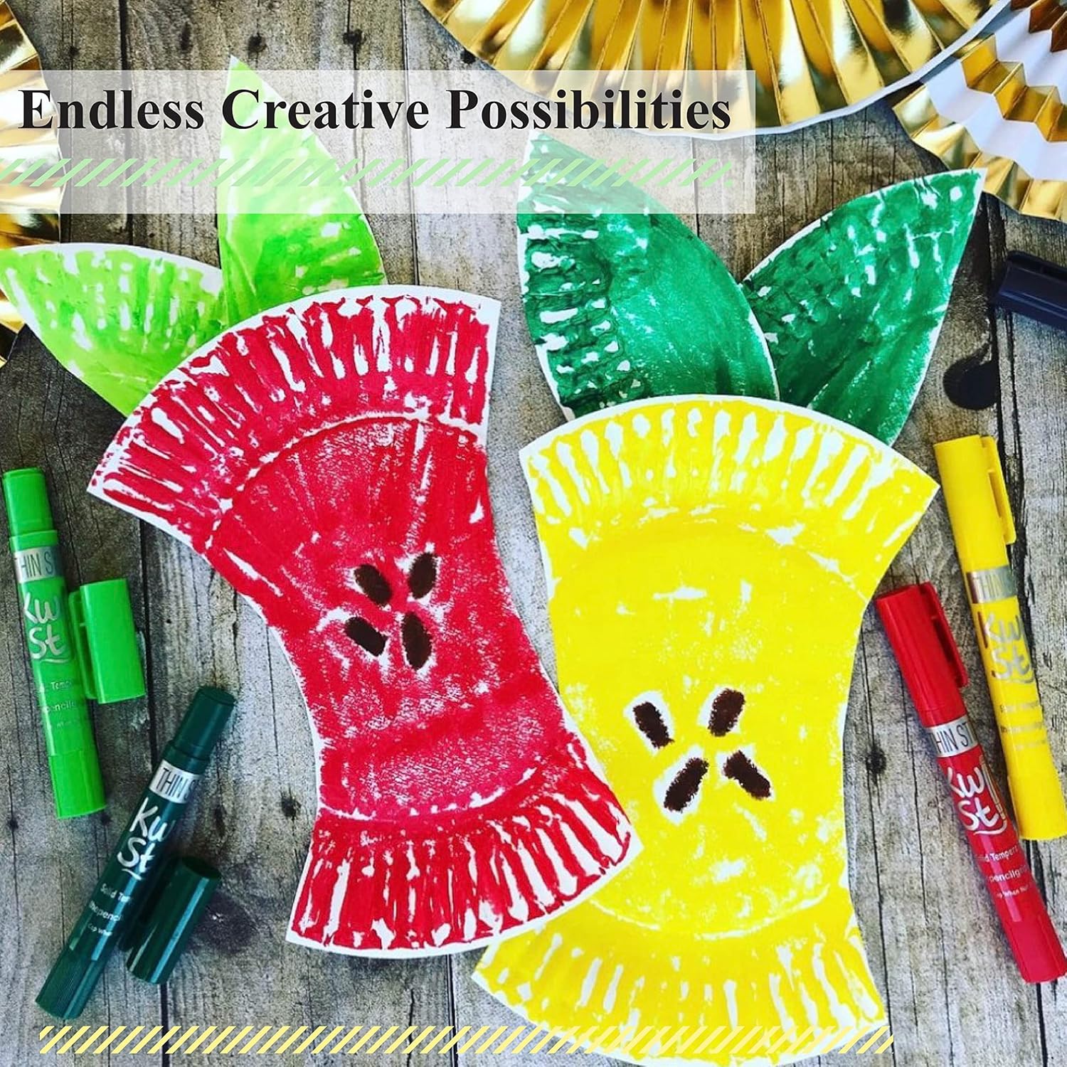 The Pencil Grip Kwik Stix – Pinturas de témpera sólidas, bolígrafos de pintura Stix finos, secado súper rápido, 6 neón, 6 metales y 12 colores