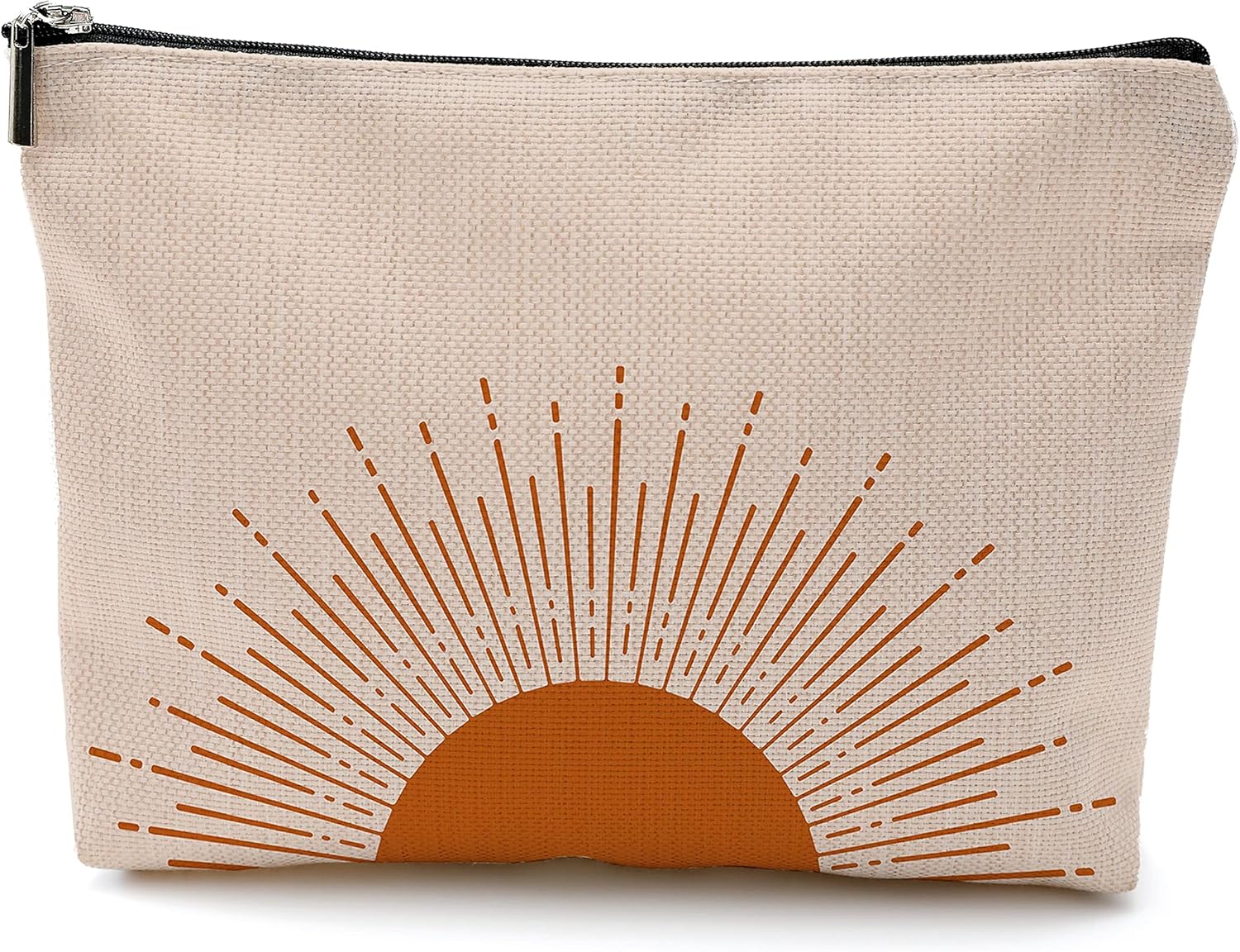 Bolsa de maquillaje abstracta Boho Sun Sunrise Sunshine Ray, bolsa de maquillaje de arte moderno de mediados de siglo, bolsa de viaje, bolsa de