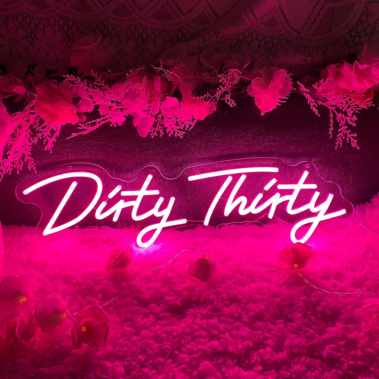 ZPLNOSIN Dirty Thirty – Letrero de neón para decoración de pared, letrero con luz LED para decoración de fiesta de cumpleaños, letrero de luz de