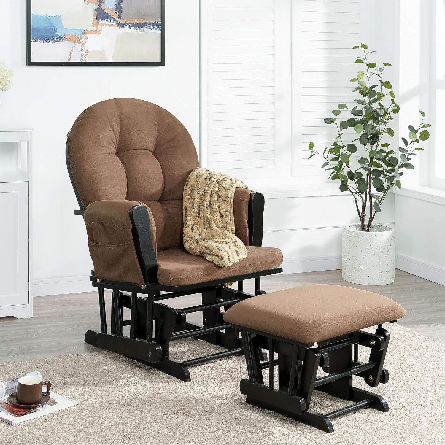 Juego de mecedora y otomana para guardería, mecedora reclinable con otomana, silla mecedora para lactancia materna para habitación de bebé,