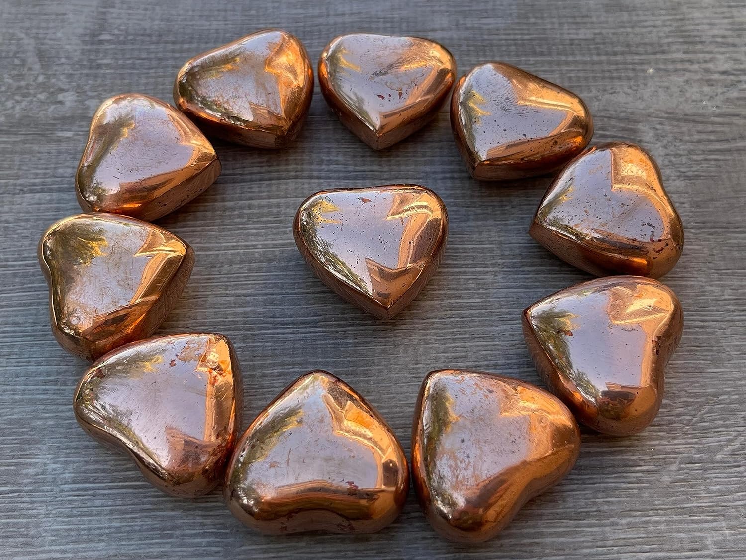 GAF TREASURES Venta al por mayor Corazones de cristal, Corazones hinchados de cristal pulido, Piedra de palma de cristal, Piedra de preocupación,
