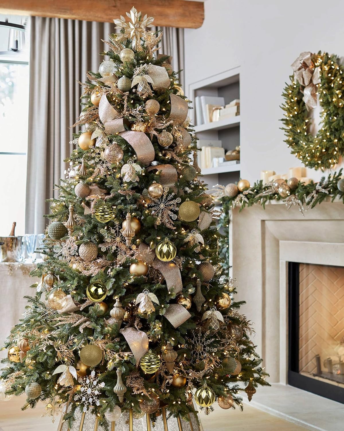 Adornos de bola de Navidad de 3.14 pulgadas, juego de 16 piezas de decoración para árbol de Navidad, bolas grandes de adorno de Navidad doradas