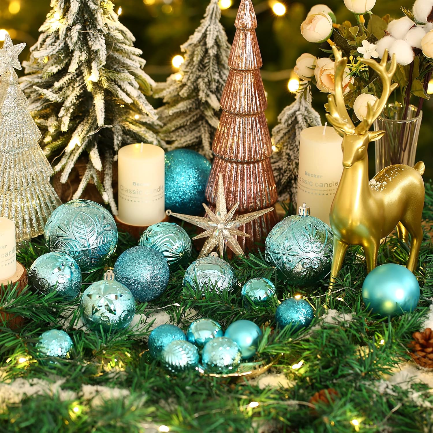 20 adornos de bola de Navidad color azul bebé, irrompibles, decoraciones de árbol de Navidad para fiestas de Navidad, hogar, oficina, decoración de
