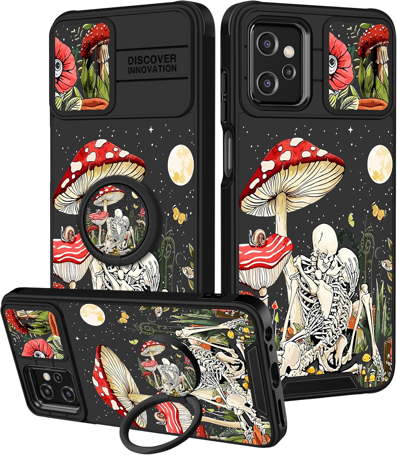 Funda 2 en 1 para Moto G Power 5G 2023 para mujer, diseño de calavera de esqueleto, linda funda de teléfono para niñas, gótica, espeluznante,