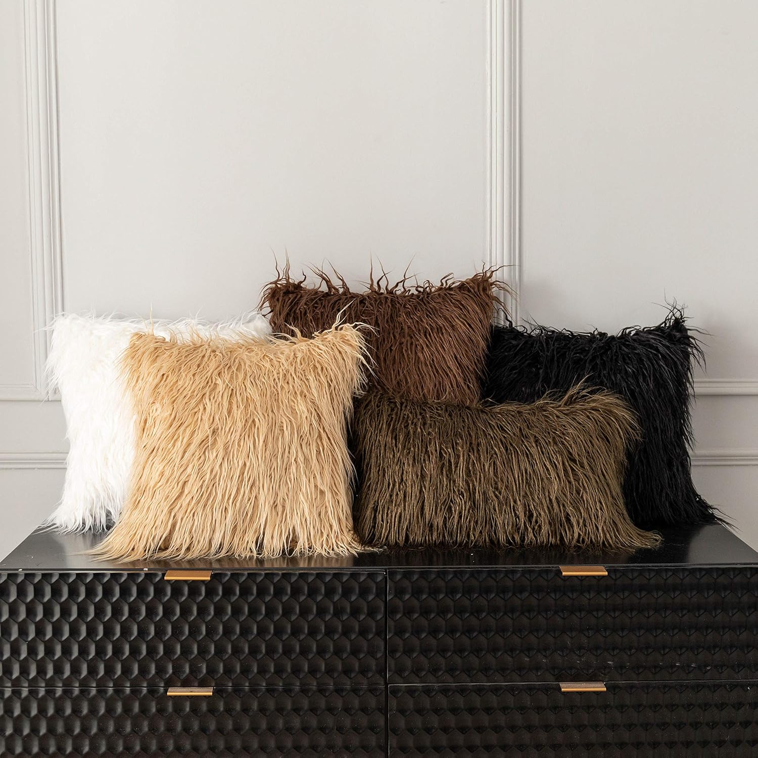 Kevin Textile – Fundas de cojín decorativas, serie de cuero sintético de lujo, para sofá