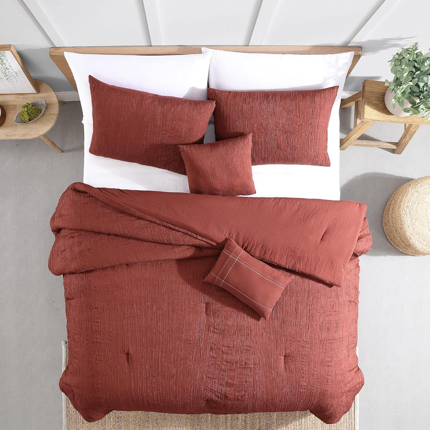 Modern Threads – Juego de edredón de 5 piezas Reese Collection – Juego de cama reversible y elegante – Incluye edredón, fundas de almohada y
