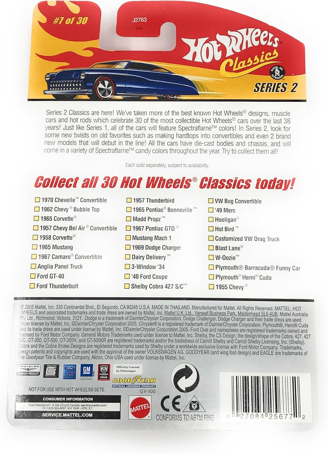 Hot Wheels Classics Series 2 – 1967 Camaro Convertible (Fuschia) N. 7 de 30 – Escala 164