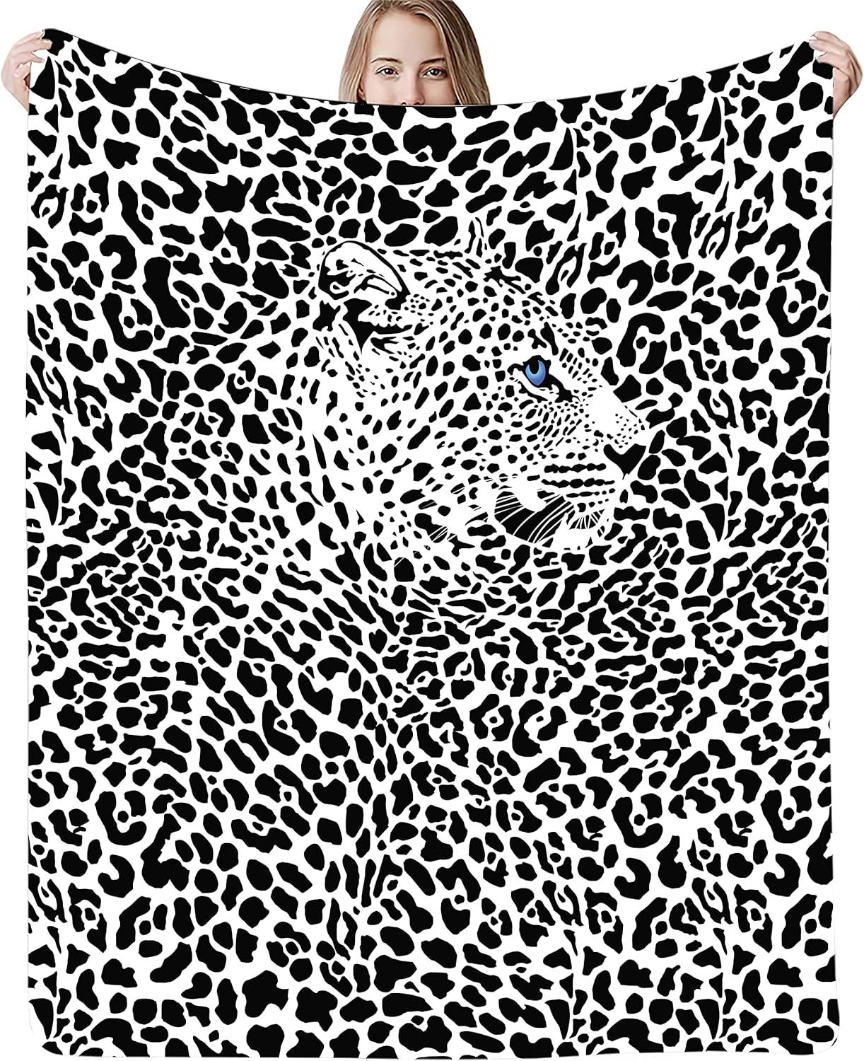 Manta de forro polar con estampado de guepardo, 330GSM, 60 x 80 pulgadas, mullida, cómoda, súper suave, con estampado de guepardo, regalo para