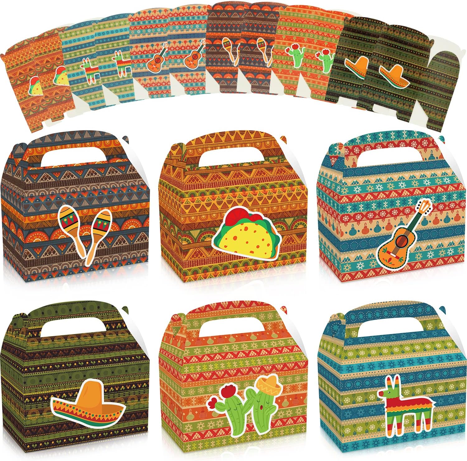 12 unidades de recuerdos de fiesta mexicana, cajas de suministros de fiesta de cactus, suministros de fiesta temática mexicana, decoraciones de