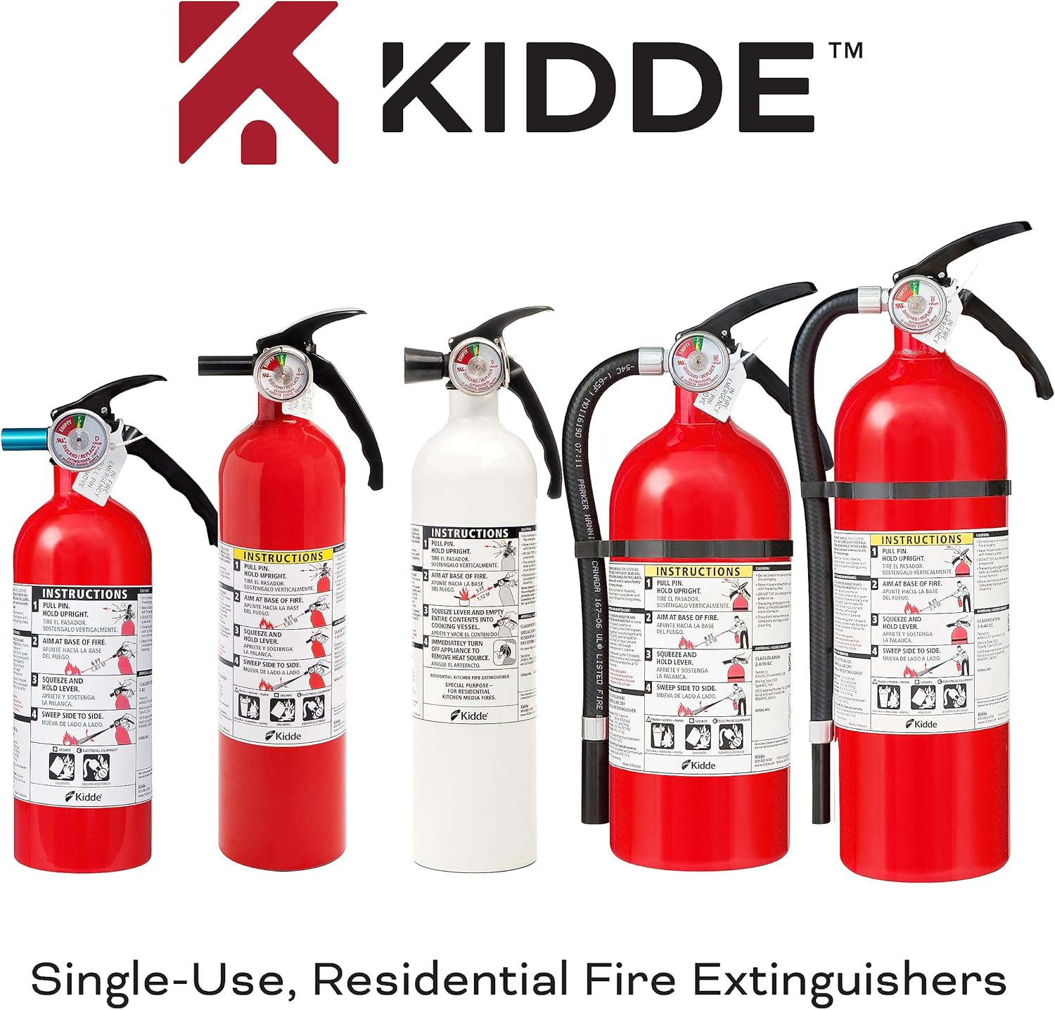Kidde Extintor de incendios para uso doméstico y de oficina, 2-A10-BC, 7.13 libras, manguera y montaje en pared (incluido)