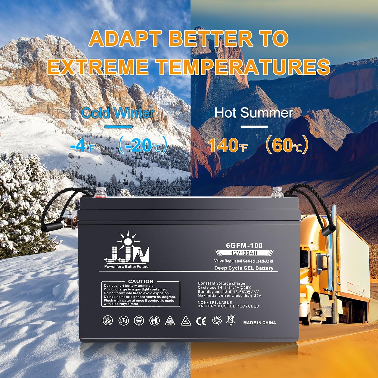 Batería de gel híbrida de ciclo profundo de 12 V 100 AH (paquete de 2) SLA VRLA Baterías automotrices de gel AGM recargables para viento solar, RV